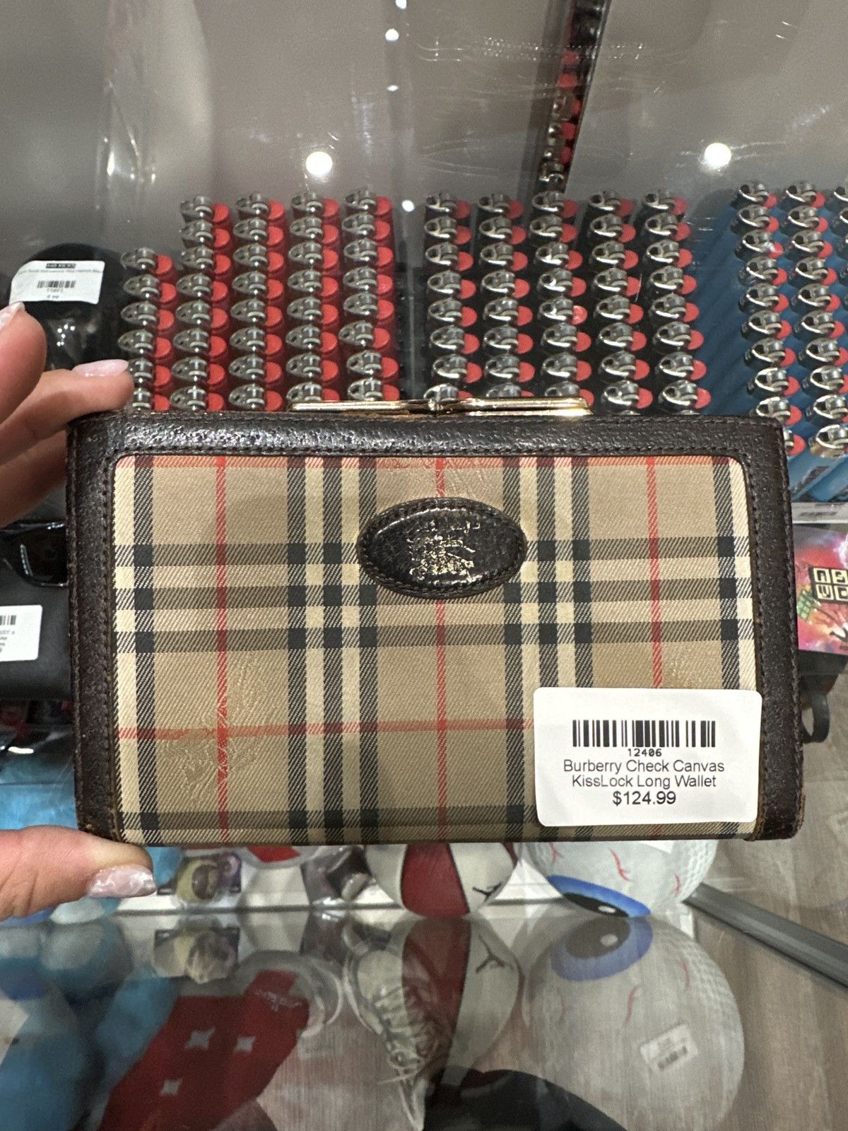 Burberry Burberry Check Canvas Kisslock Long Wallet Size ONE SIZE - 1 Thumbnail