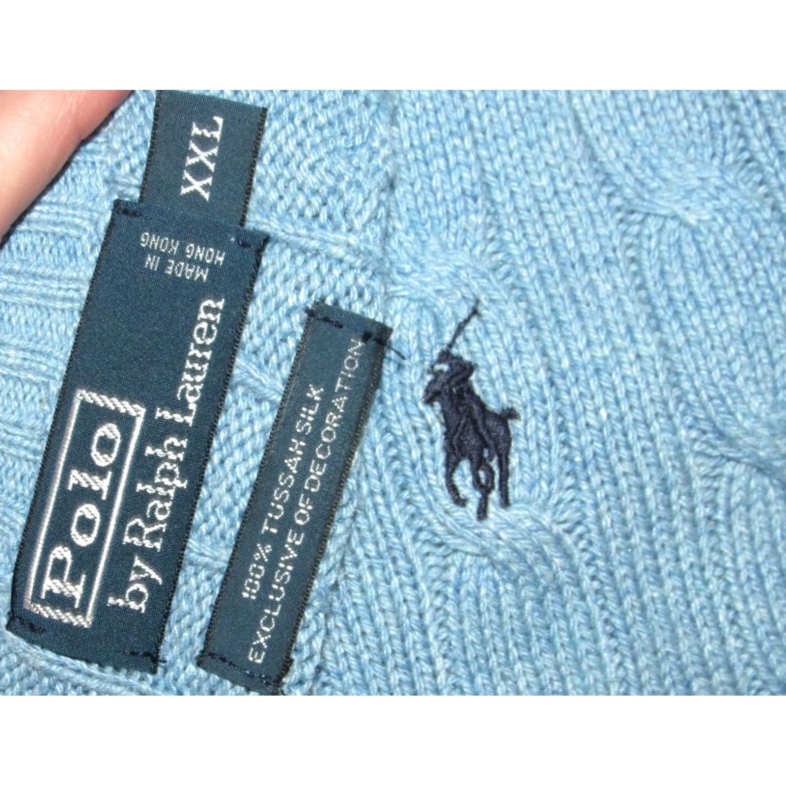 Ralph Lauren Vtg Polo RALPH LAUREN Tussah Silk Cableknit Sweater XXL Men Pullover blue Silk 100% Silk 90s? Size US XXL / EU 58 / 5 - 3 Thumbnail