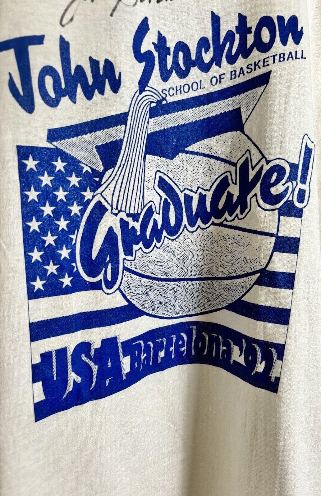 Nike Vintage Nike John Stockton Barcelona Autographed T-shirt XL Size US XL / EU 56 / 4 - 5 Thumbnail