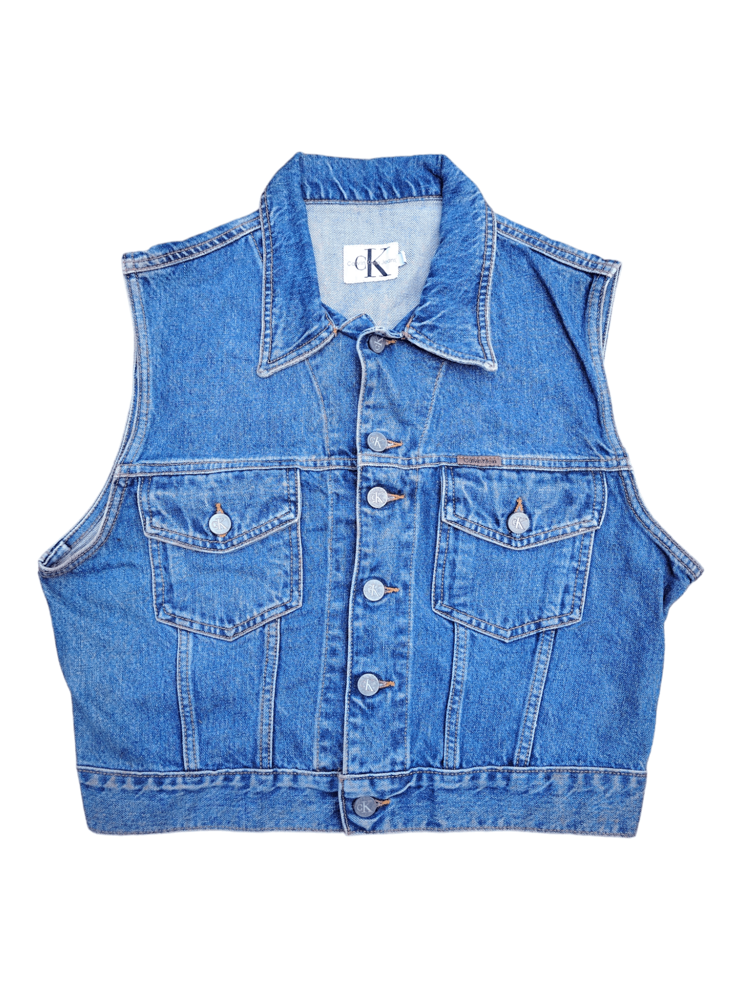 Calvin Klein × Vintage Calvin Klein Vintage Denim Vest Jacket Size US L / EU 52-54 / 3 - 1 Thumbnail