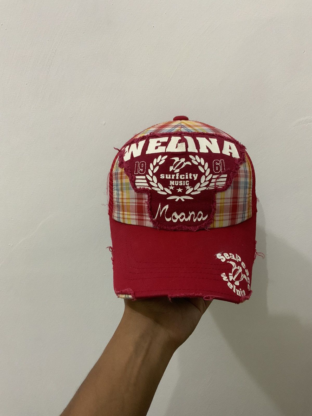 Japanese Brand Welina Surfcity Music Sea Peace Distressed Trucker Hat Size ONE SIZE - 1 Thumbnail