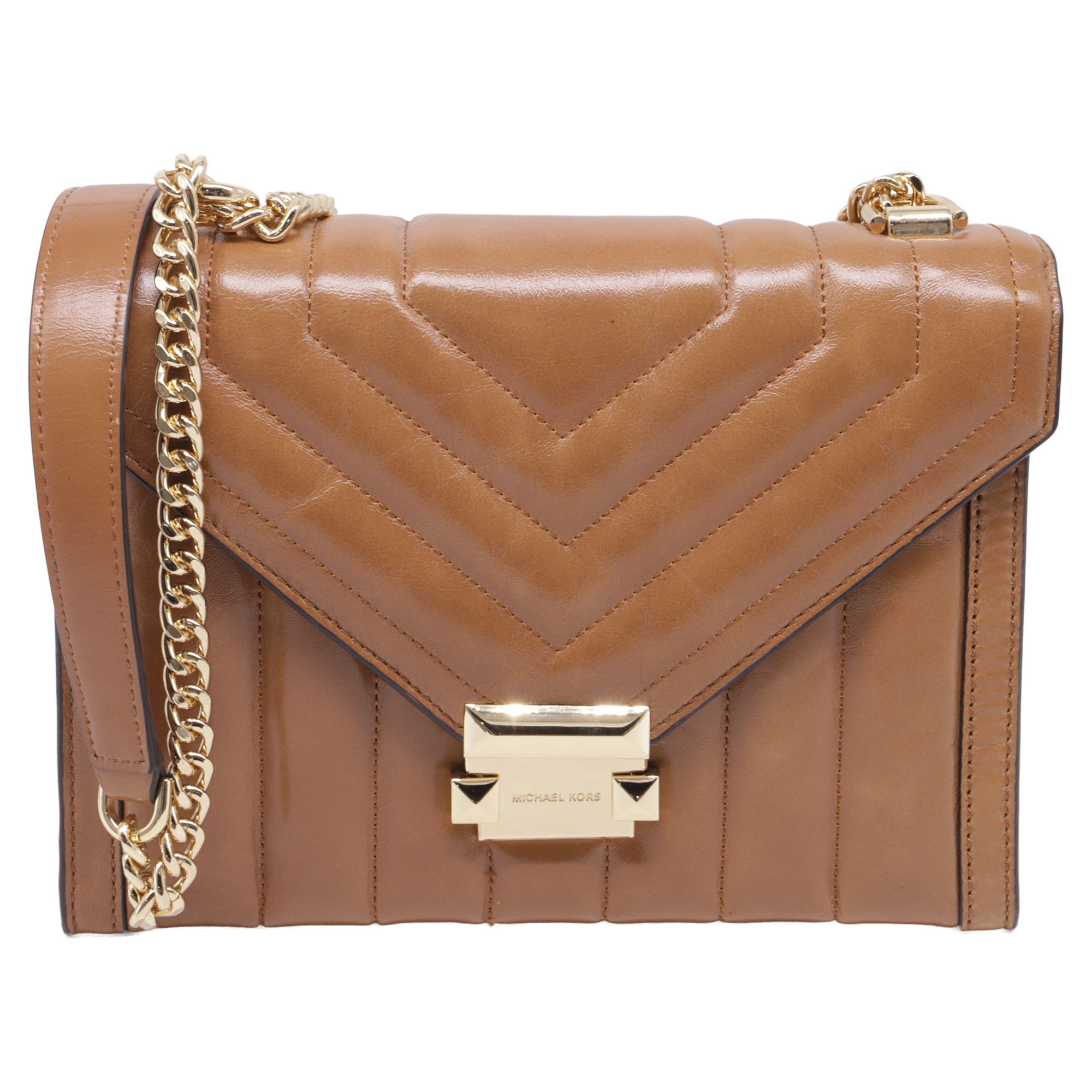 Michael Kors Michael Kors Whitney Medium Quilted Shoulder Bag in Brown Le Size ONE SIZE - 1 Thumbnail
