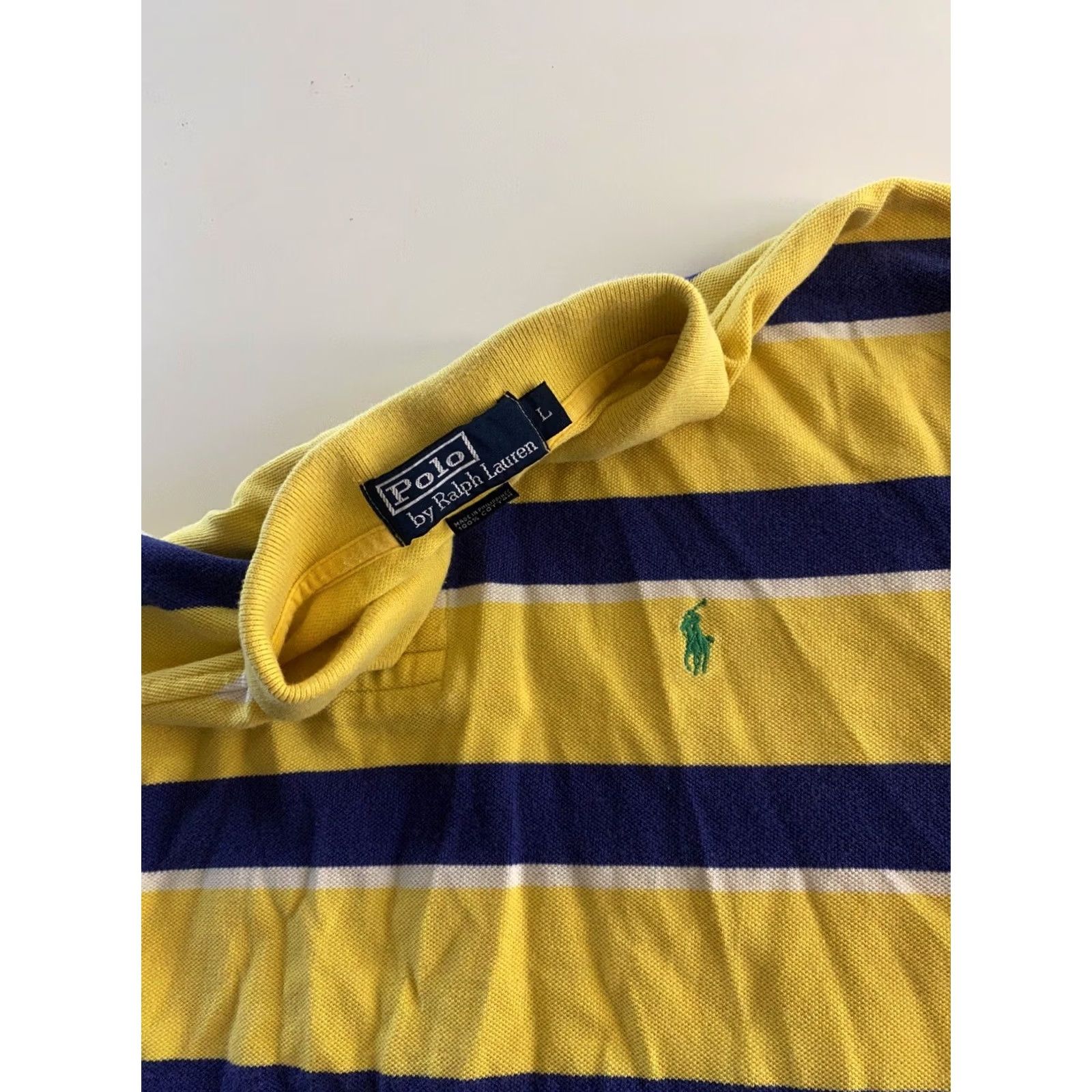 Ralph Lauren Ralph Lauren Polo Shirt Blue Stripe Green Pony Large L Mens Size US L / EU 52-54 / 3 - 6 Thumbnail