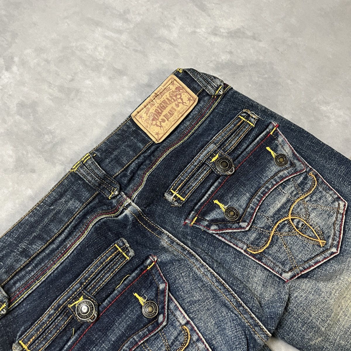 Japanese Brand Y2K Flare Bootcut Denim Embroidery Back Pocket Archive Style Size US 27 - 9 Thumbnail
