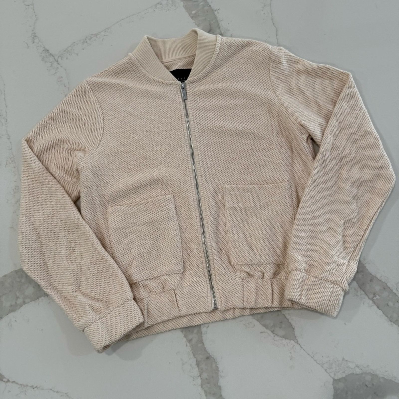Sanctuary Sanctuary Casey Knit FullZip Bomber Jacket Womens XS Oatmeal Size XS / US 0-2 / IT 36-38 - 1 Thumbnail