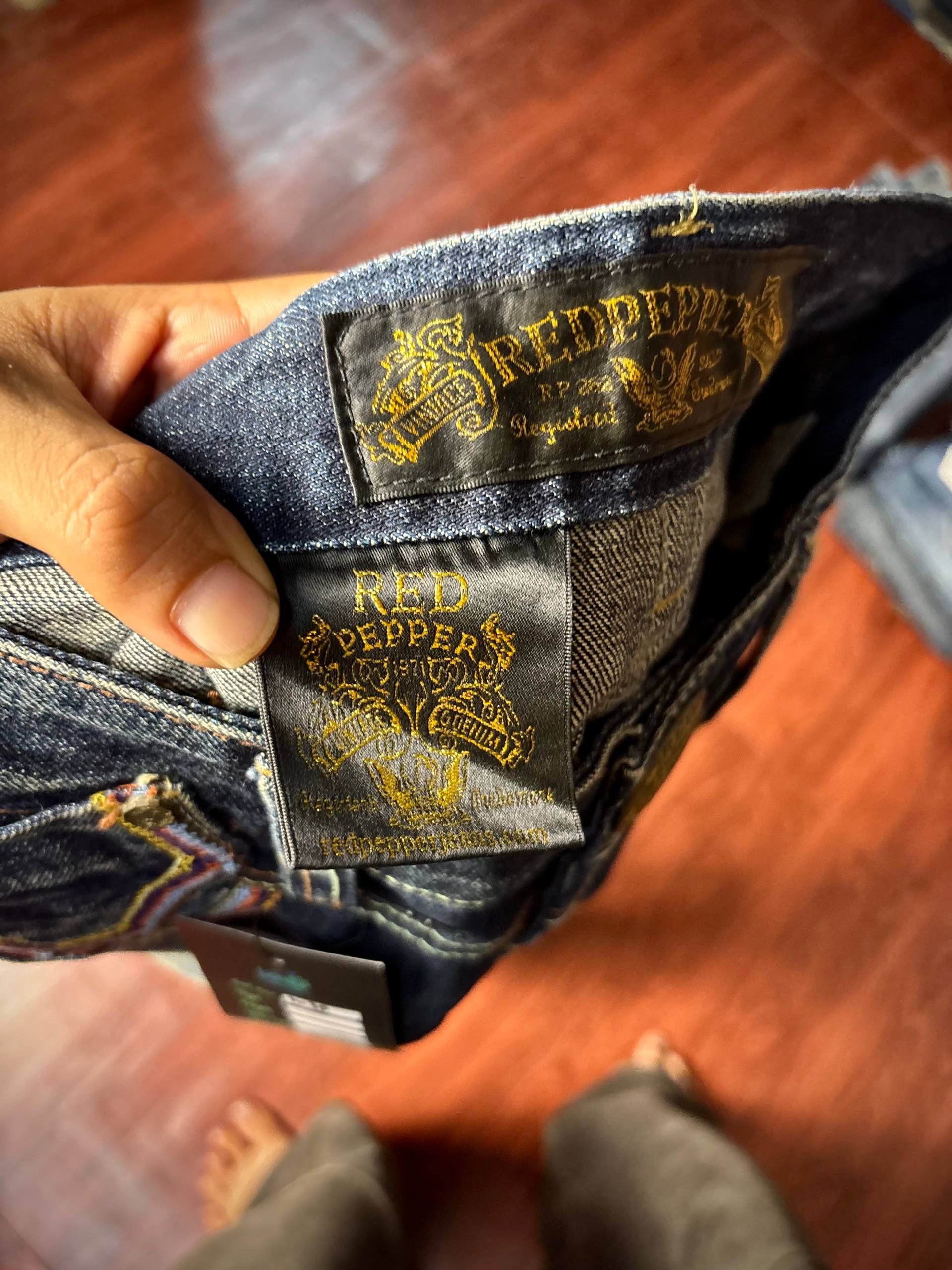 If Six Was Nine Vintage Y2K Red Pepper Stitch Flap Pocket Flare Denim Pants Size 30" / US 8 / IT 44 - 6 Thumbnail
