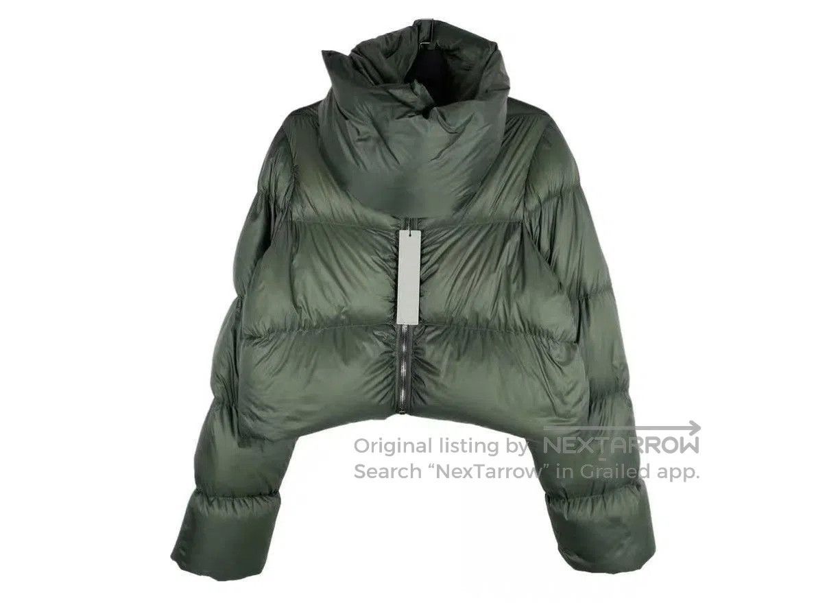 Rick Owens Green Cropped Puffer Jacket with High Collar. Size US XS / EU 42 / 0 - 1 Thumbnail