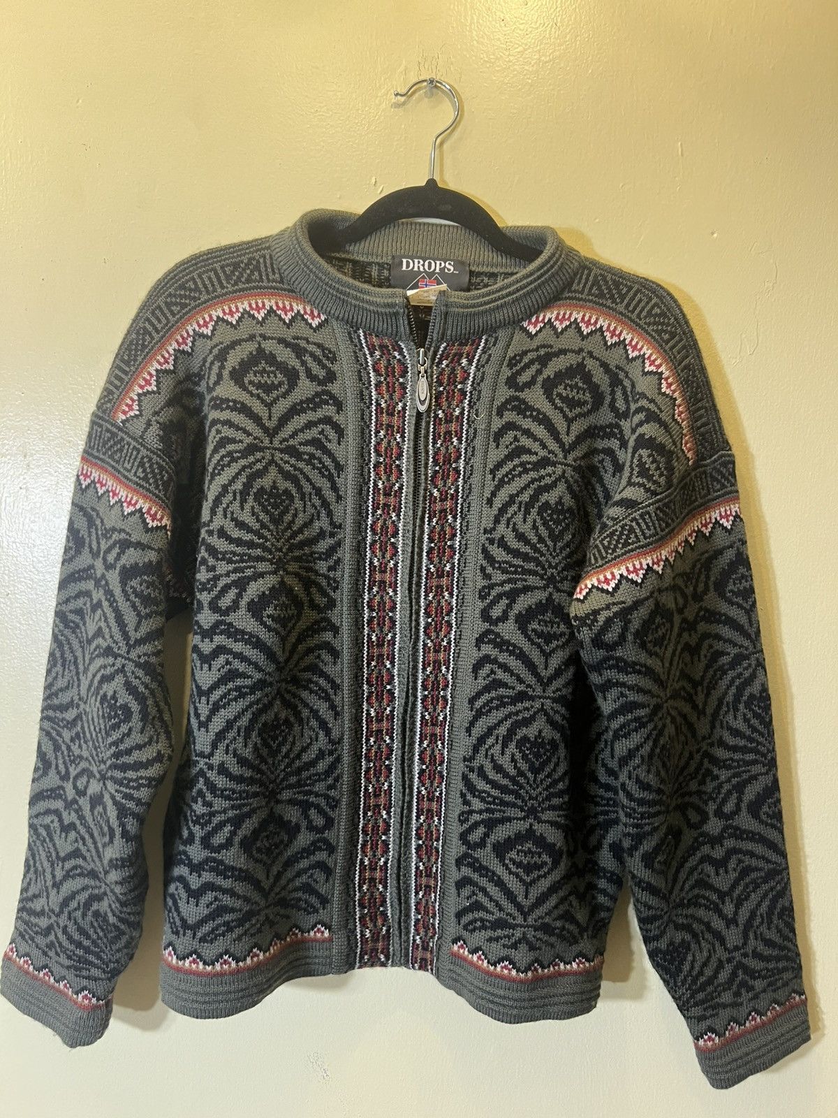 Vintage Vintage “Drops” Zip Knit Sweater Size M / US 6-8 / IT 42-44 - 1 Thumbnail