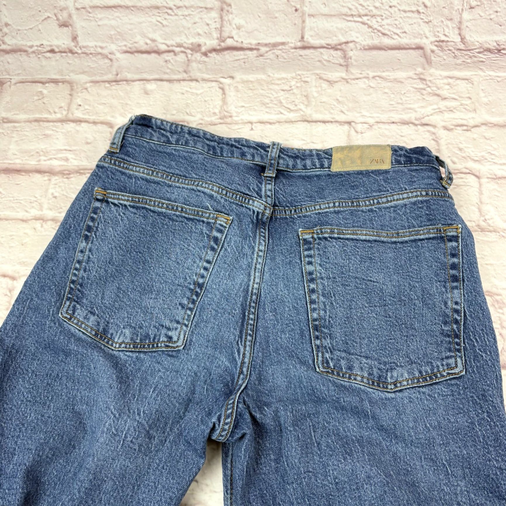 Zara Zara Jeans Womens 29 Medium Wash Blue Mid Rise Relaxed Wide Leg Denim 29x27 Jeans Womens Regular Blue 29in 27in Cotton Denim Relaxed Wide-Leg 5-Pocket Size 29" - 6 Thumbnail