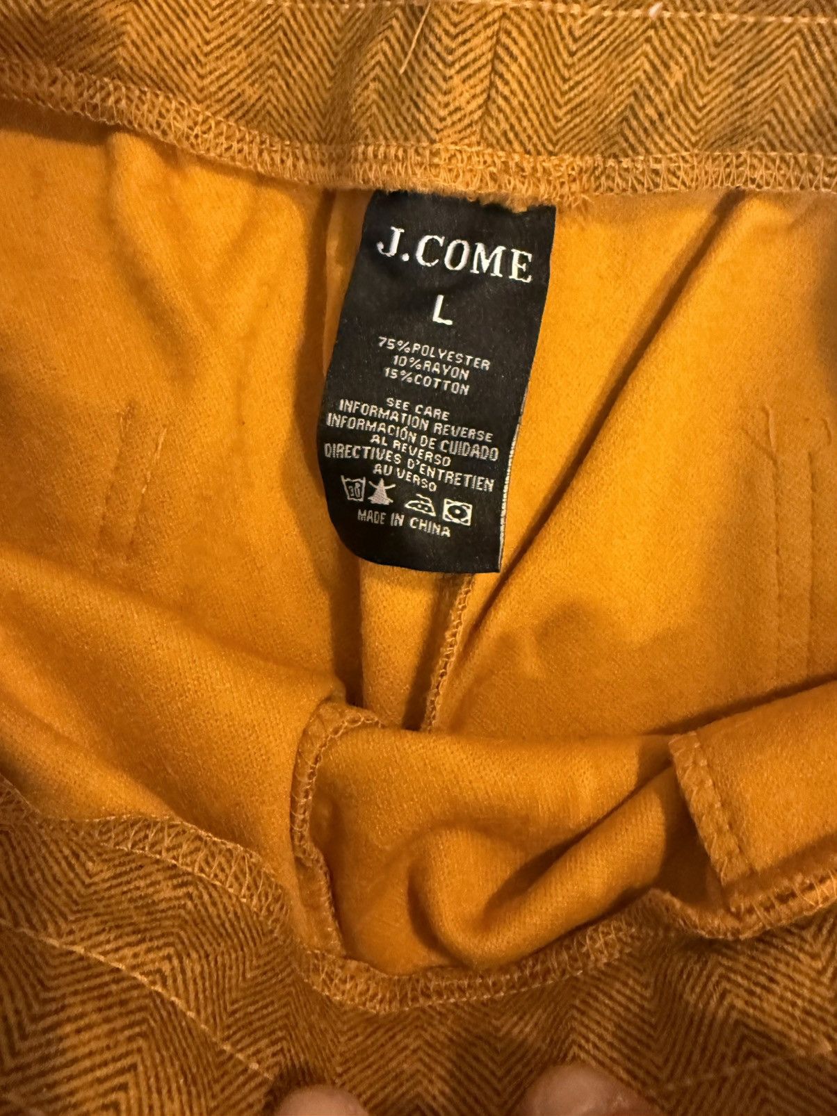 Other J.COME Mustard Yellow Herringbone Drawstring Shorts LG Size US 34 / EU 50 - 4 Thumbnail