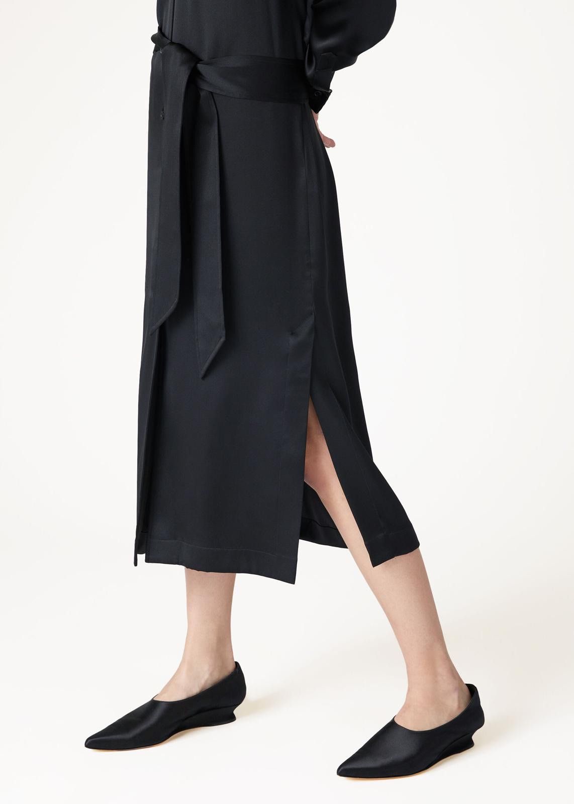 Loro Piana o1srvl11e0125 FAN7455 Karel Satin Dress in Black Size L / US 10 / IT 46 - 4 Thumbnail