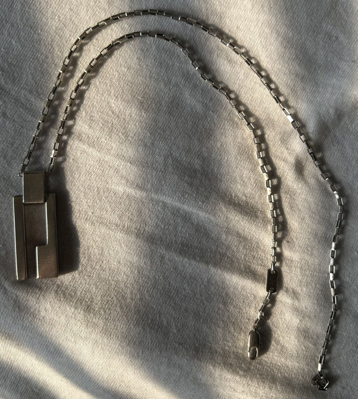 Gucci × Vintage Gucci Logo Silver Necklace Size ONE SIZE - 2 Thumbnail