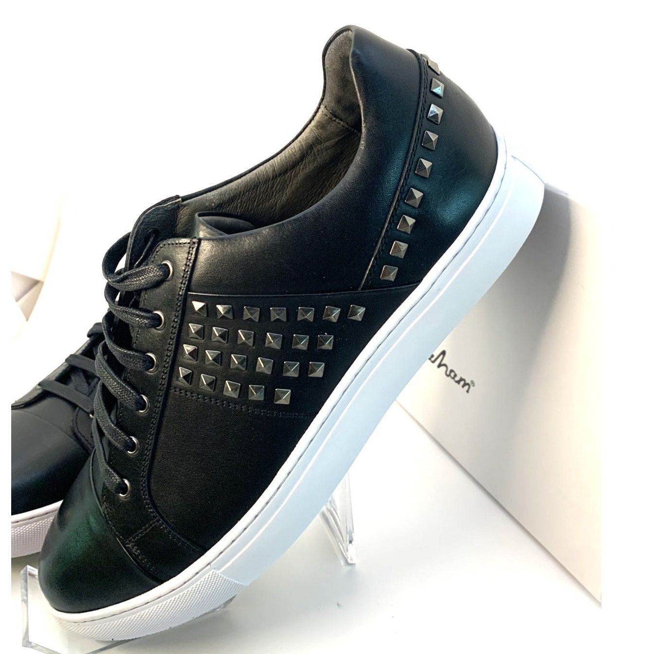 Robert Graham Robert Graham Studded Black Leather Sneakers | Sz 9 | NIB Size US 9 / EU 42 - 7 Thumbnail