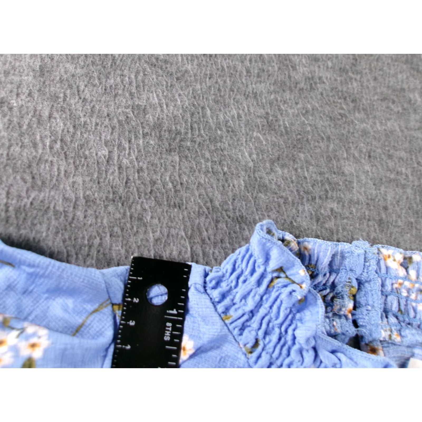 Vintage VINTAGE Melloday Blouse Women L Blue Floral Bohemian Flutter Sleeve High Neck Ruffle Puff Pullover Casual Dressy All Seasons Size L / US 10 / IT 46 - 4 Thumbnail