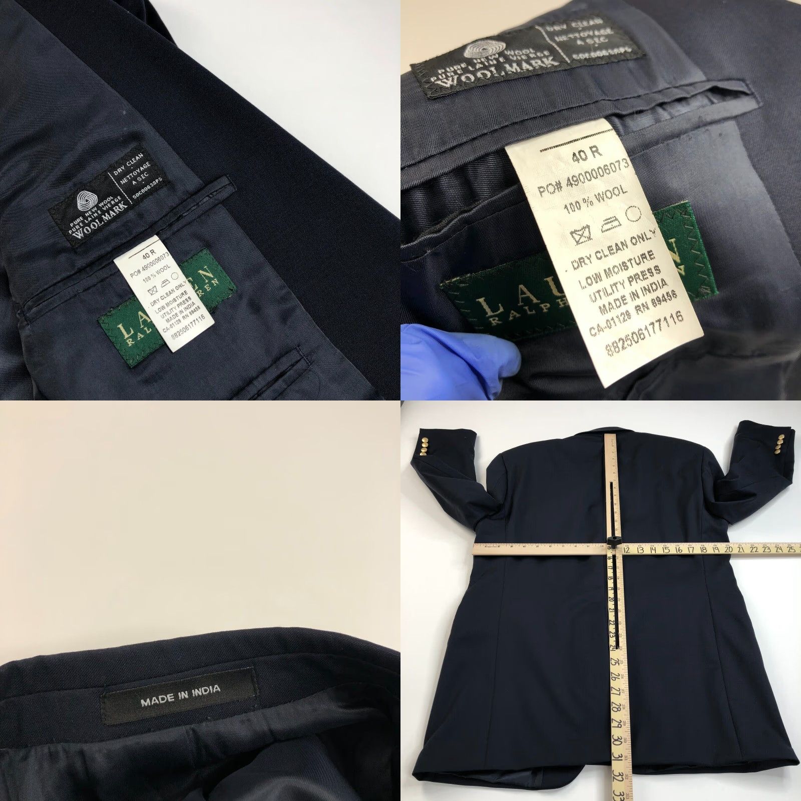 Ralph Lauren Lauren Ralph Lauren Sport Coat Blue 40R Two Button Wool Notch Lapel Men Jacket Blazer Gold Buttons Vintage No Size 40R - 9 Thumbnail