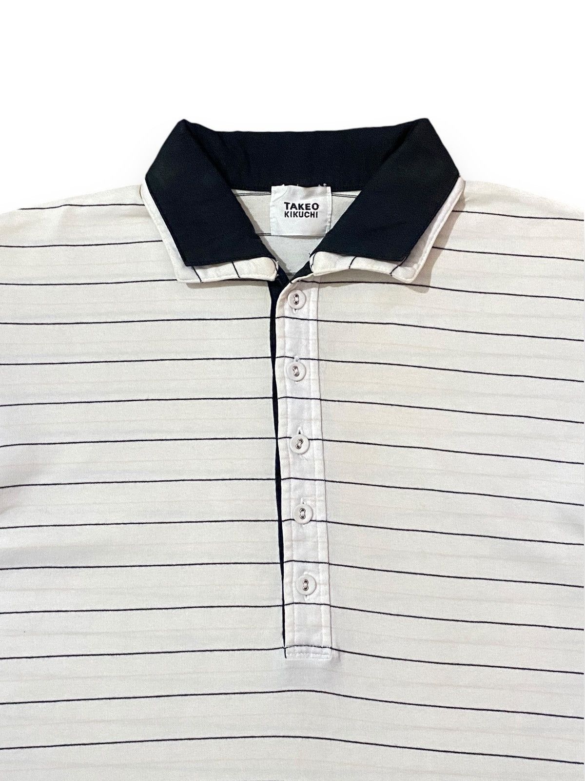 Japanese Brand × Takeo Kikuchi × Vintage TAKEO KIKUCHI JAPAN STRIPES FORMAL POLOS TEE Size US M / EU 48-50 / 2 - 3 Thumbnail
