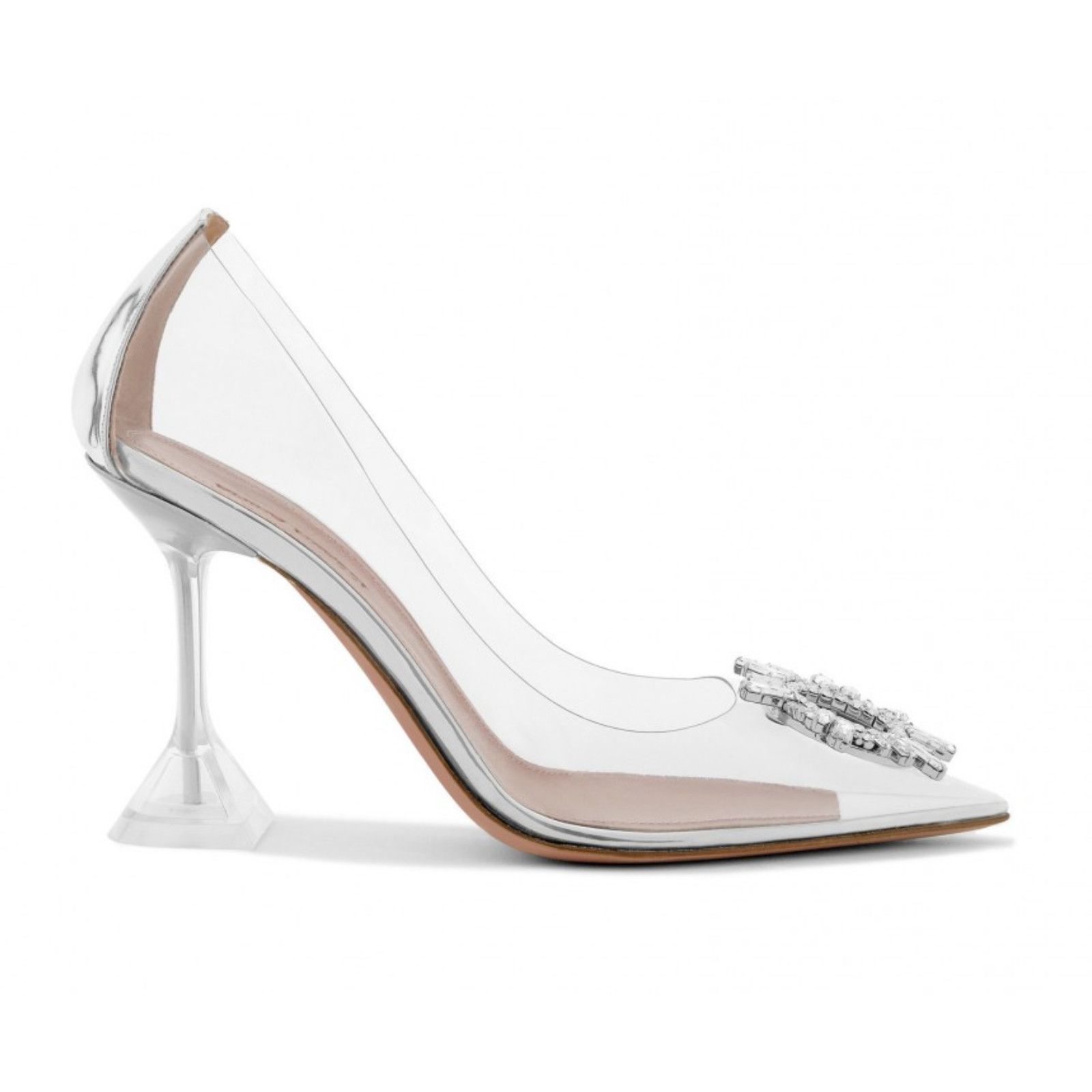 Amina Muaddi 95 Begum Pump PVC Clear Glass Crystal Sandal Heel 39 Size US 9 / IT 39 - 3 Thumbnail