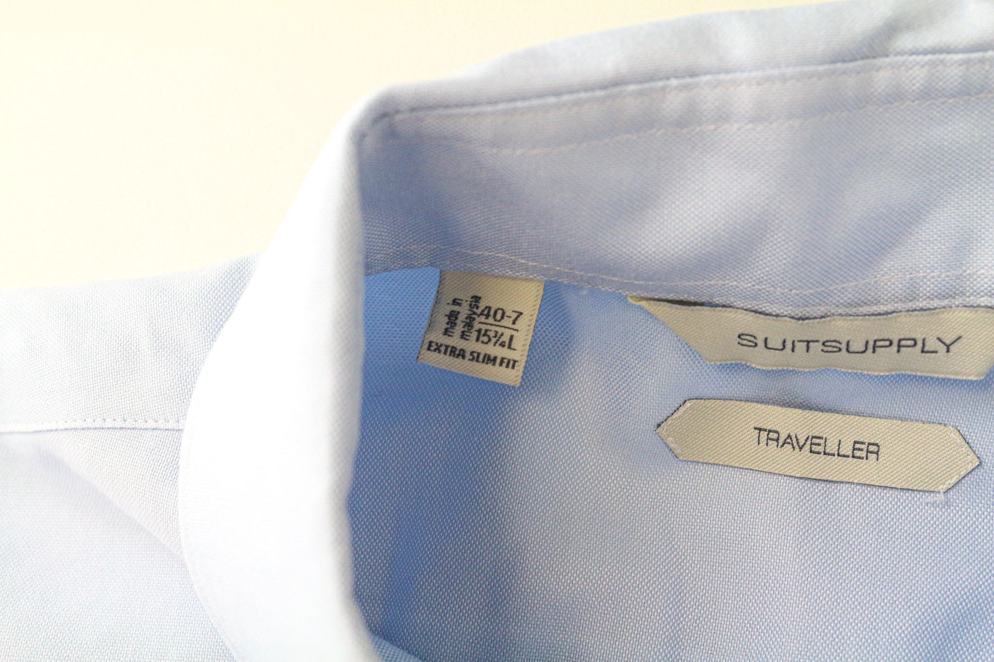 Suitsupply TRAVELLER 40-7/15 3/4L Extra Slim Blue Cotton Shirt 79355 Size 40R - 5 Thumbnail