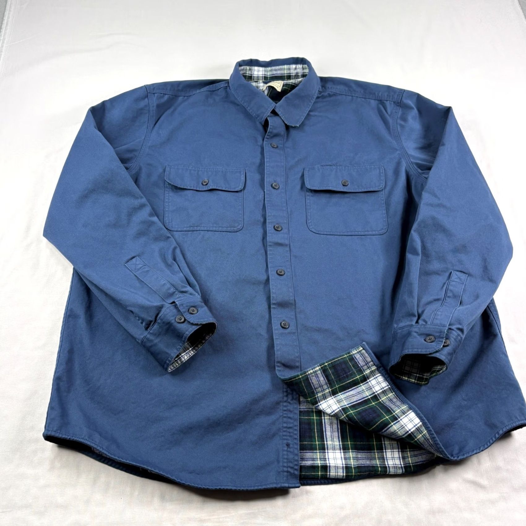 Vintage VINTAGE LL Bean Hurricane Shirt Jacket Mens 2XL Blue Flannel Lined Shacket Button Up Size US XXL / EU 58 / 5 - 2 Thumbnail