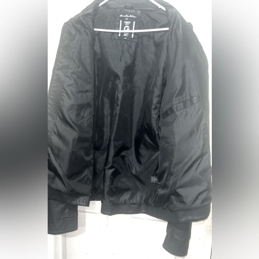 Other Fried Denim NYC men's faux Black leather jacket w pockets Size US XXL / EU 58 / 5 - 4 Thumbnail