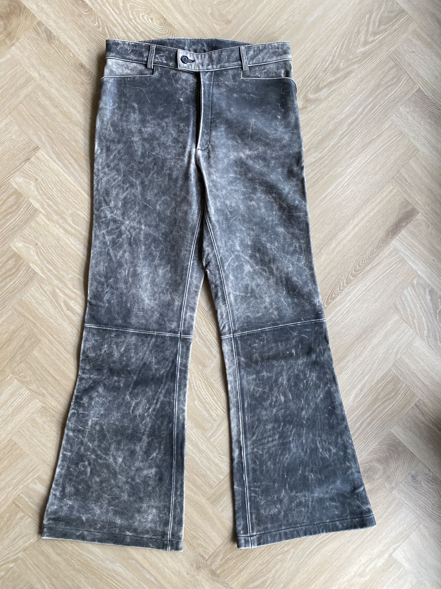Martin Asbjorn $1035 - Distressed Leather - Flared Trousers Size US 30 / EU 46 - 4 Thumbnail