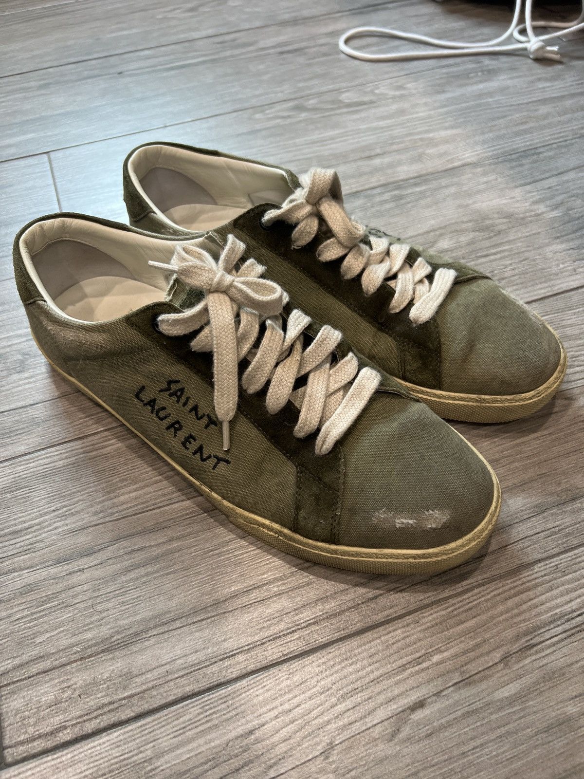 Saint Laurent Paris Saint Laurent Distressed Low Top Sneakers ...