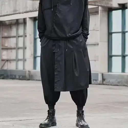 Other Solid Color Streetwear Punk Fashion Irregular Trousers Size US 35 - 1 Thumbnail