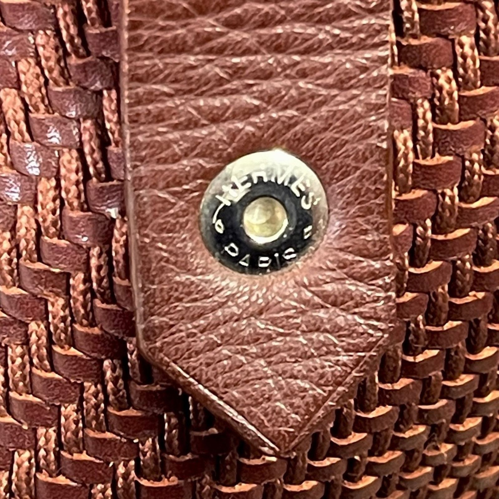 Hermes Hermés Ahmedebad Woven Leather Tote in Burnt Sienna Size ONE SIZE - 6 Thumbnail