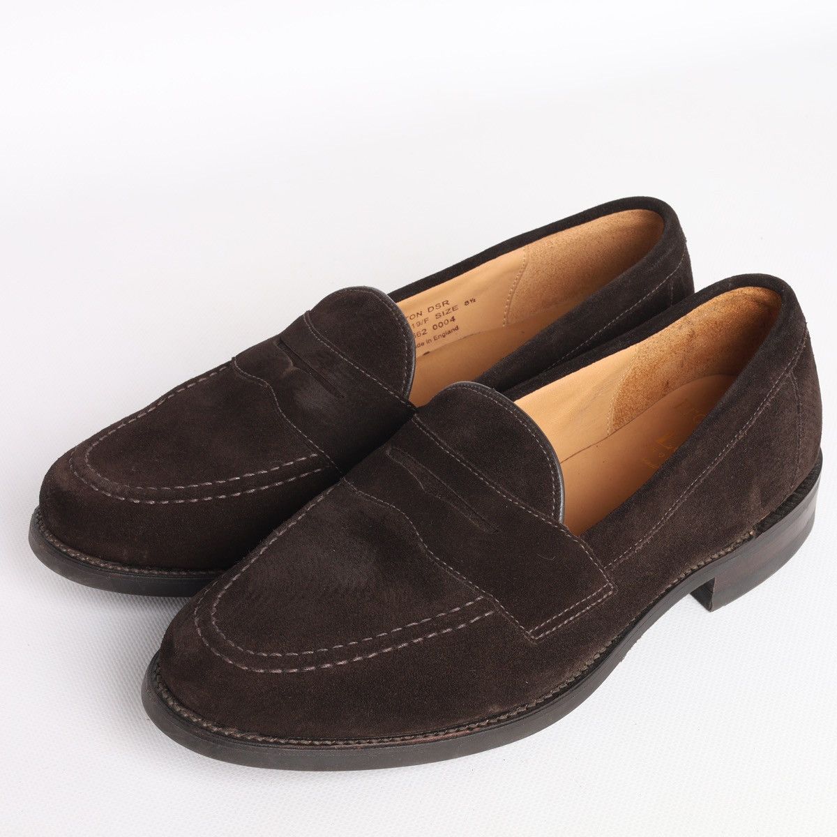 Loake Suede Penny Loafers Brown 8.5 uk Eton Shoes