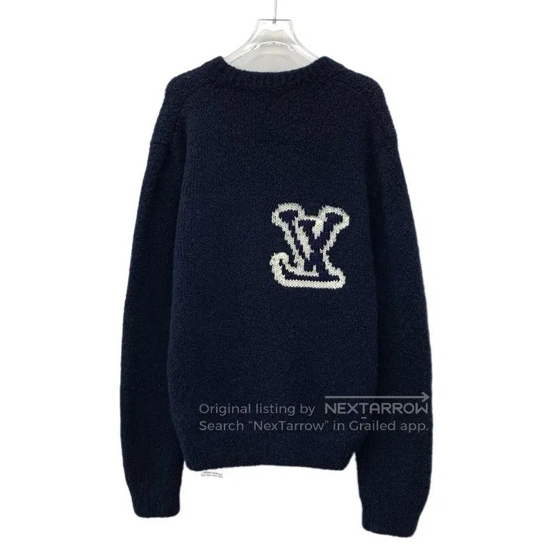 Louis Vuitton Louis Vuitton Dark blue logo embroidered wool crewneck lon Size US M / EU 48-50 / 2 - 2 Thumbnail