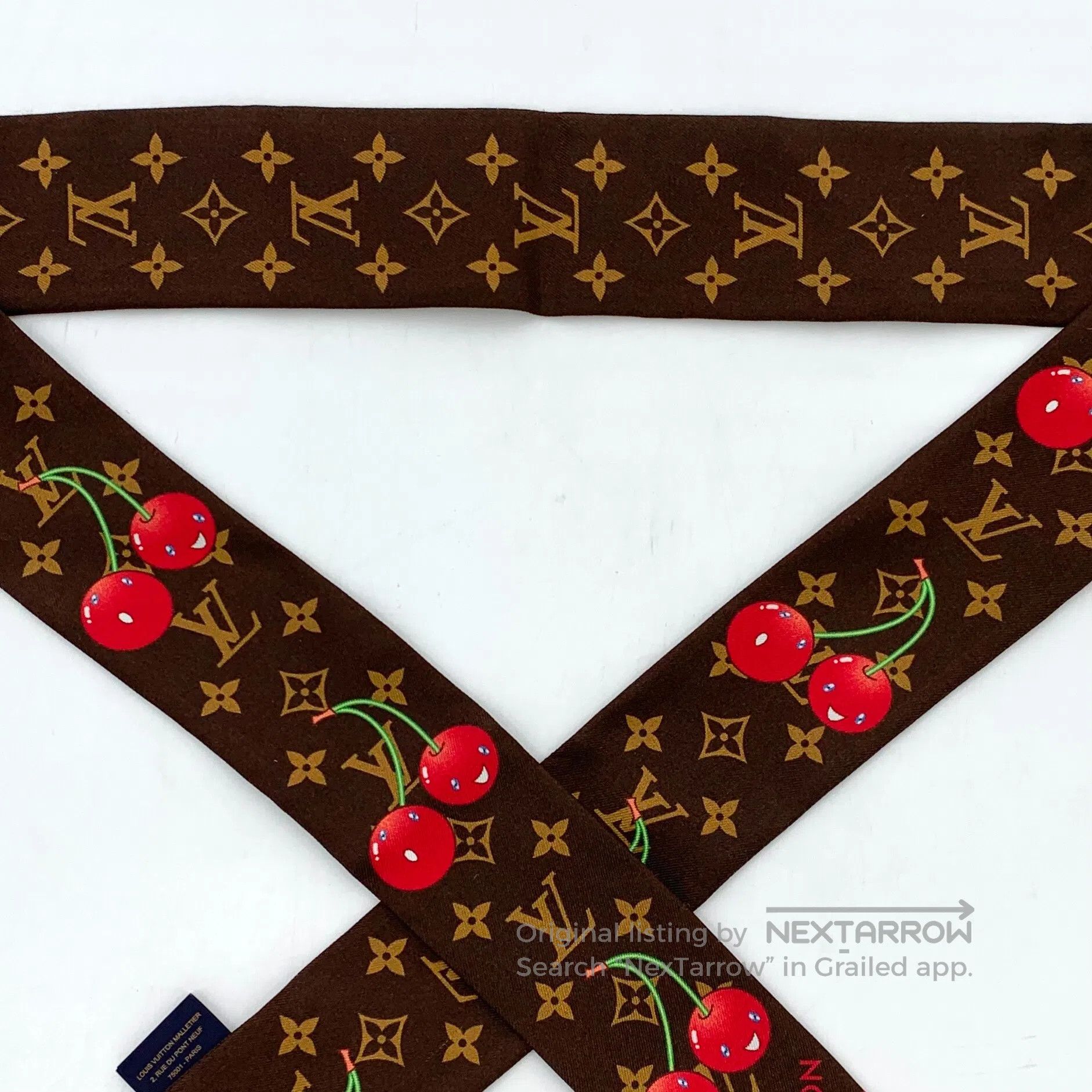 Louis Vuitton Louis Vuitton Dark Brown Logo Monogram Printed Silk Scarf| Size ONE SIZE - 4 Thumbnail