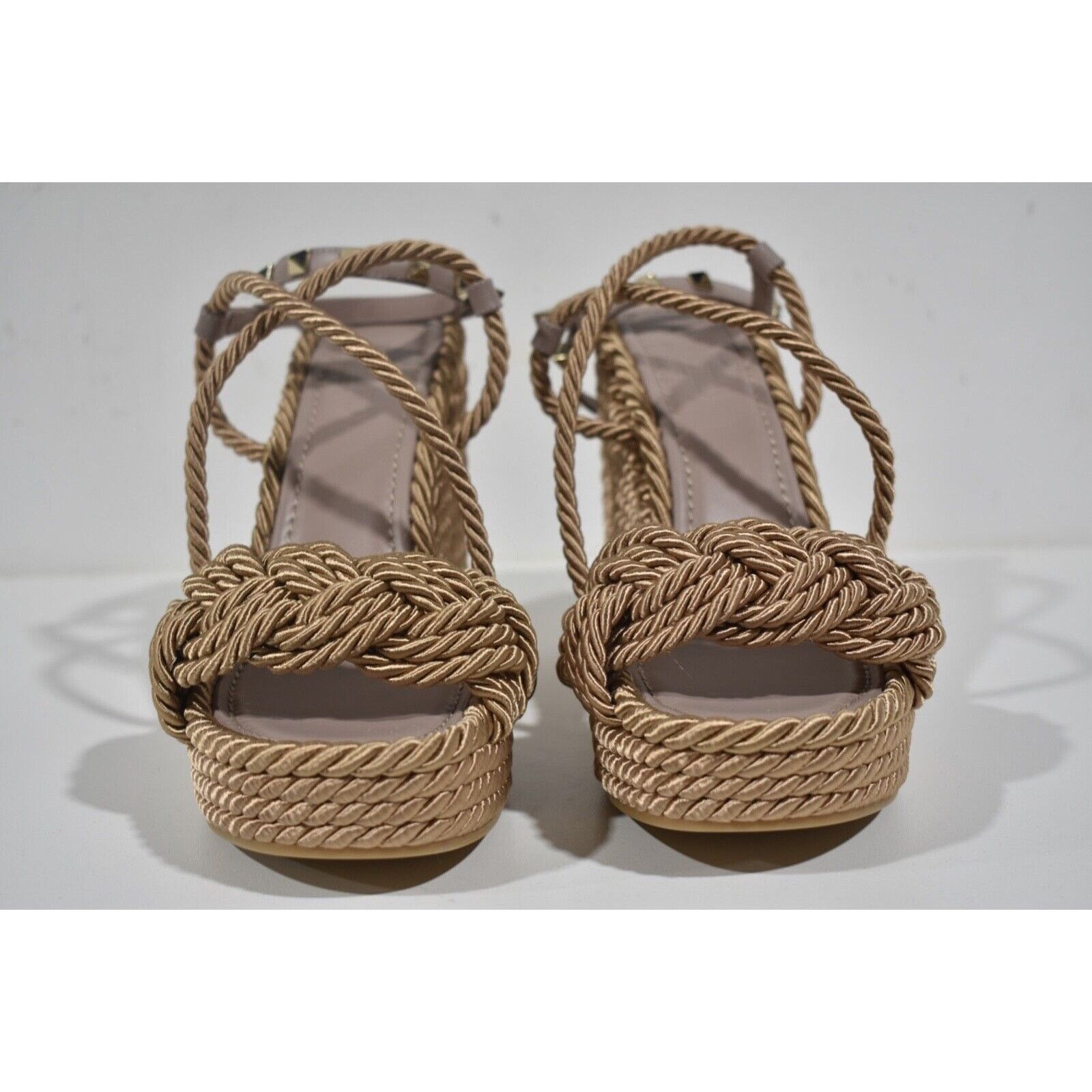Valentino Rockstud Torchon Poudre Rope Wedge Ankle Strap Sandal 42 Size US 12 / IT 42 - 5 Thumbnail