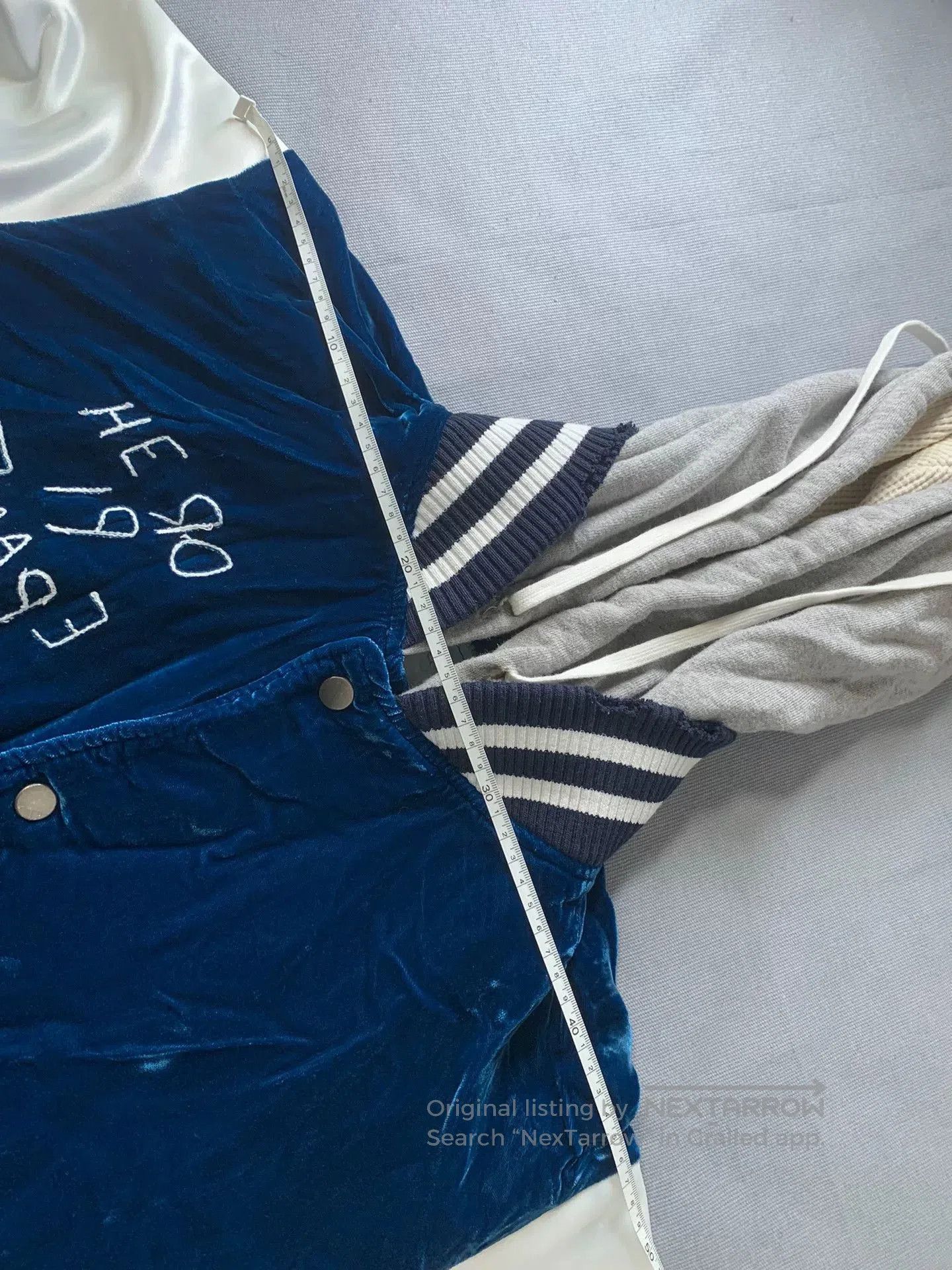 Greg Laurent Blue Velvet Baseball Jacket.