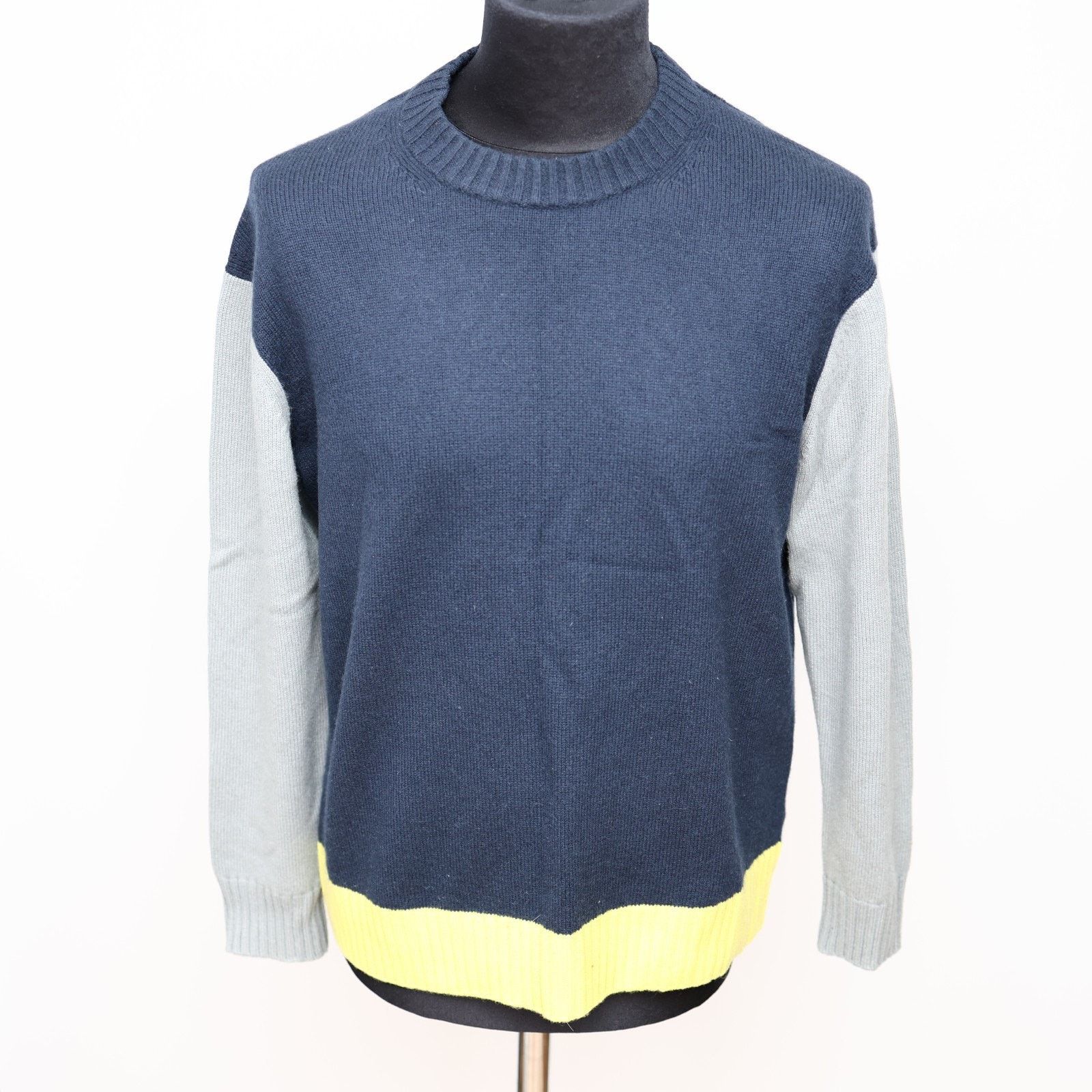 Cos COS Blue/Grey/Yellow Contrast Panel Cashmere Jumper Size M Size M / US 6-8 / IT 42-44 - 3 Thumbnail