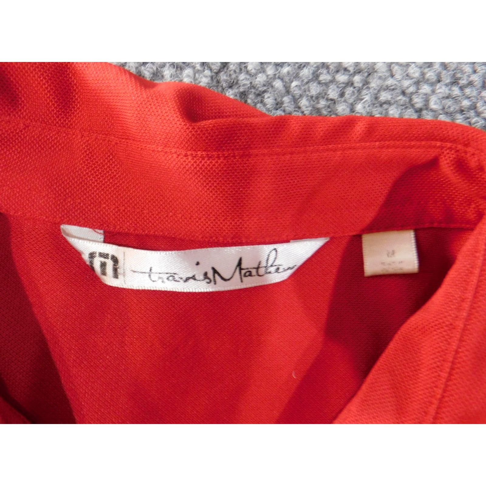 TravisMathew Travis Mathew Polo Mens Medium Red Stretch Geometric Golf Classic Shirt Size US M / EU 48-50 / 2 - 4 Thumbnail