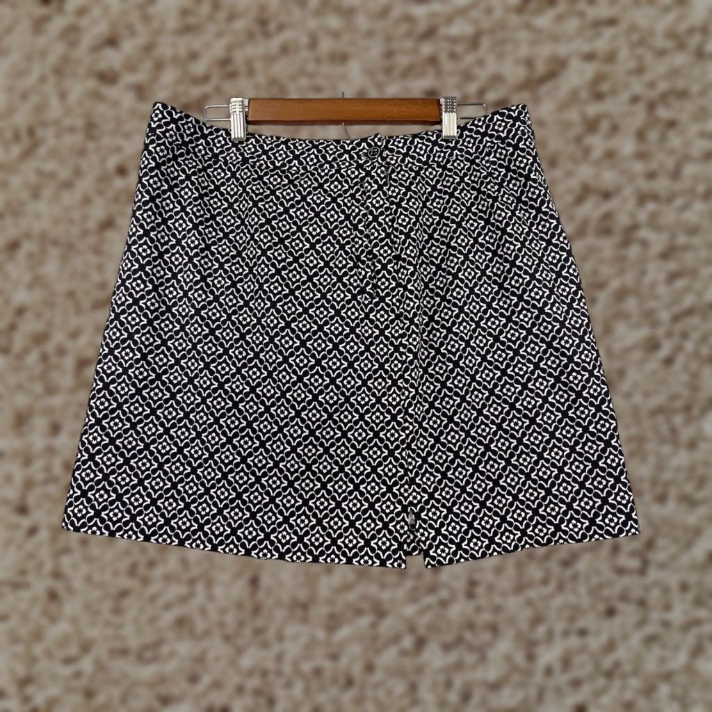 Vintage EP Pro Skirt Womens 14 Black Floral Print Polyester Knit Mini Short Elastic Waist Pockets Zipper Sports Casual Spring Summer Fall Girls Womens Size 36" / US 14 / IT 50 - 1 Thumbnail