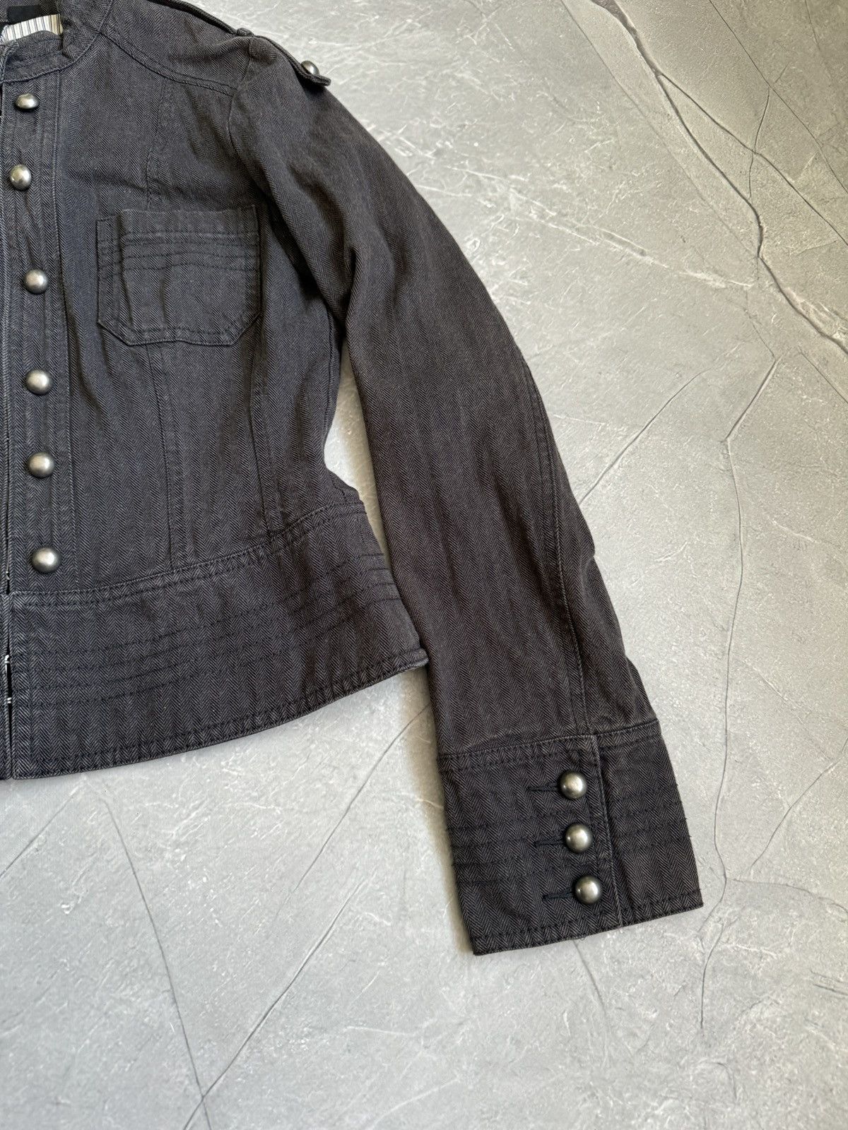 Hysteric Glamour 00s Military Napoleon Washed Denim Jacket PPFM Balmain Style Size S / US 4 / IT 40 - 6 Thumbnail