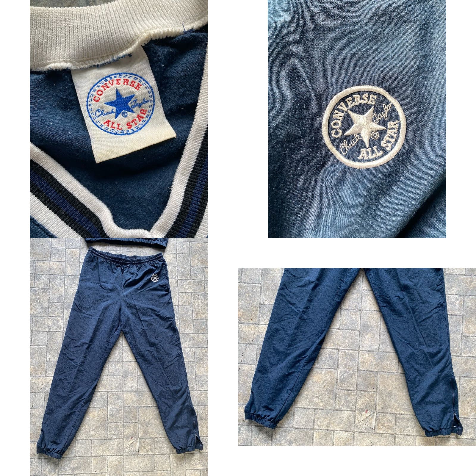 Converse VTG Converse All Star MEDIUM Dark Blue Track Suit Set Chuck Taylor Made In USA Mens M Track Jacket Pants Size 40R - 8 Thumbnail
