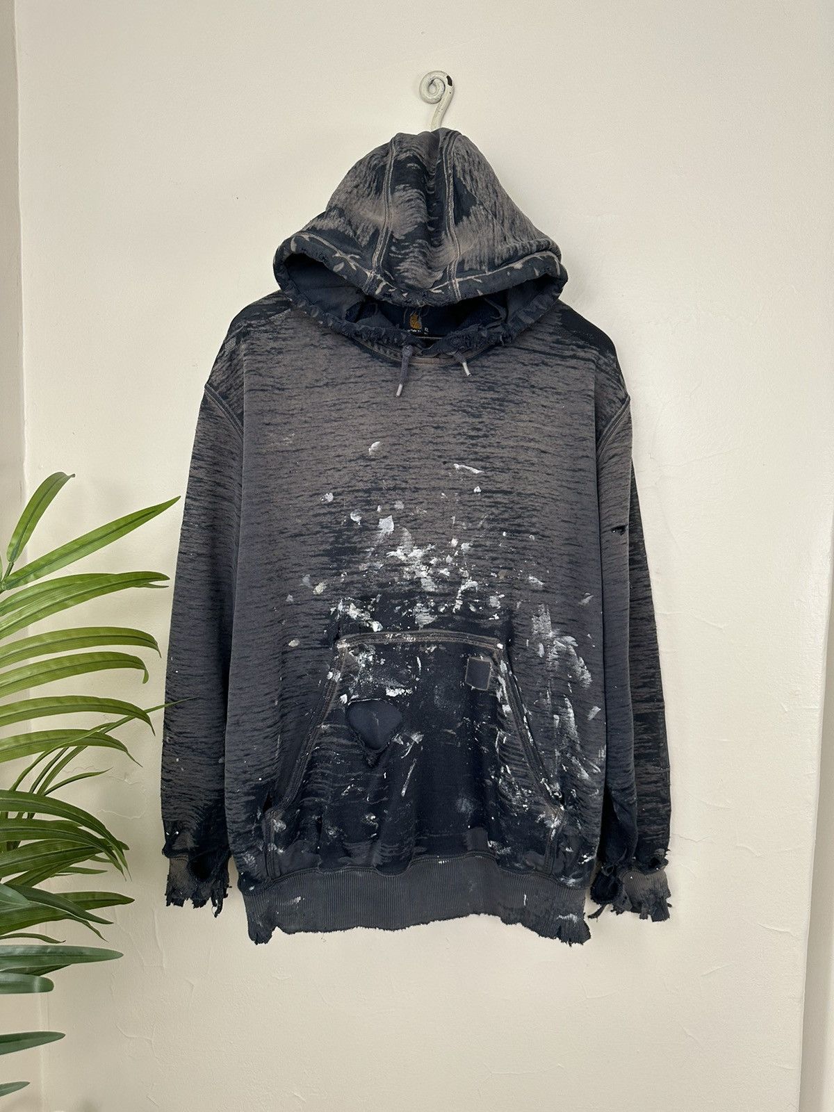 Carhartt × Vintage (XL) INSANE THRASHED SHEER Navy Carhartt Hoodie Size US XL / EU 56 / 4 - 2 Thumbnail