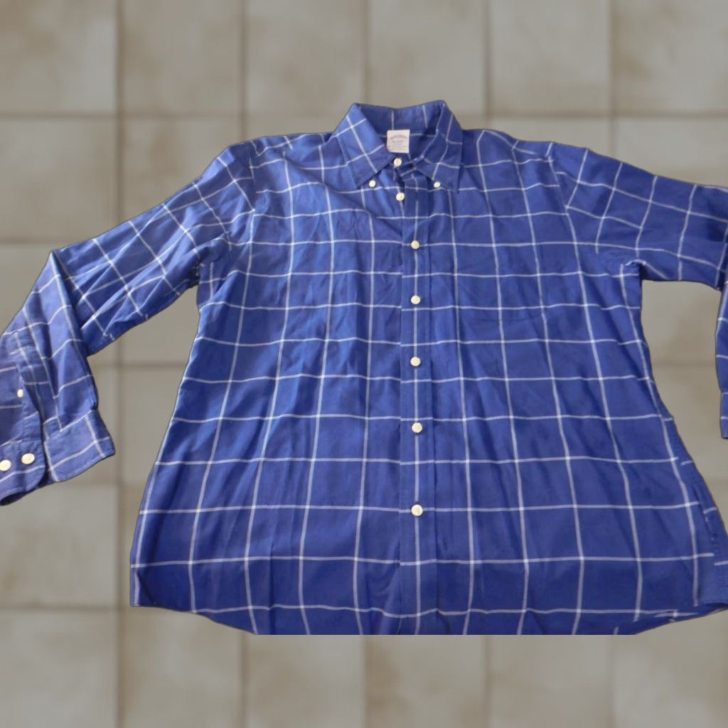 Brooks Brothers Brooks Brothers Mens Shirt L Blue 1818 Regent Button-Down Plaid Cotton Knit Long Sleeve Collared Regular Classic Polo Vintage: No Size US L / EU 52-54 / 3 - 1 Thumbnail