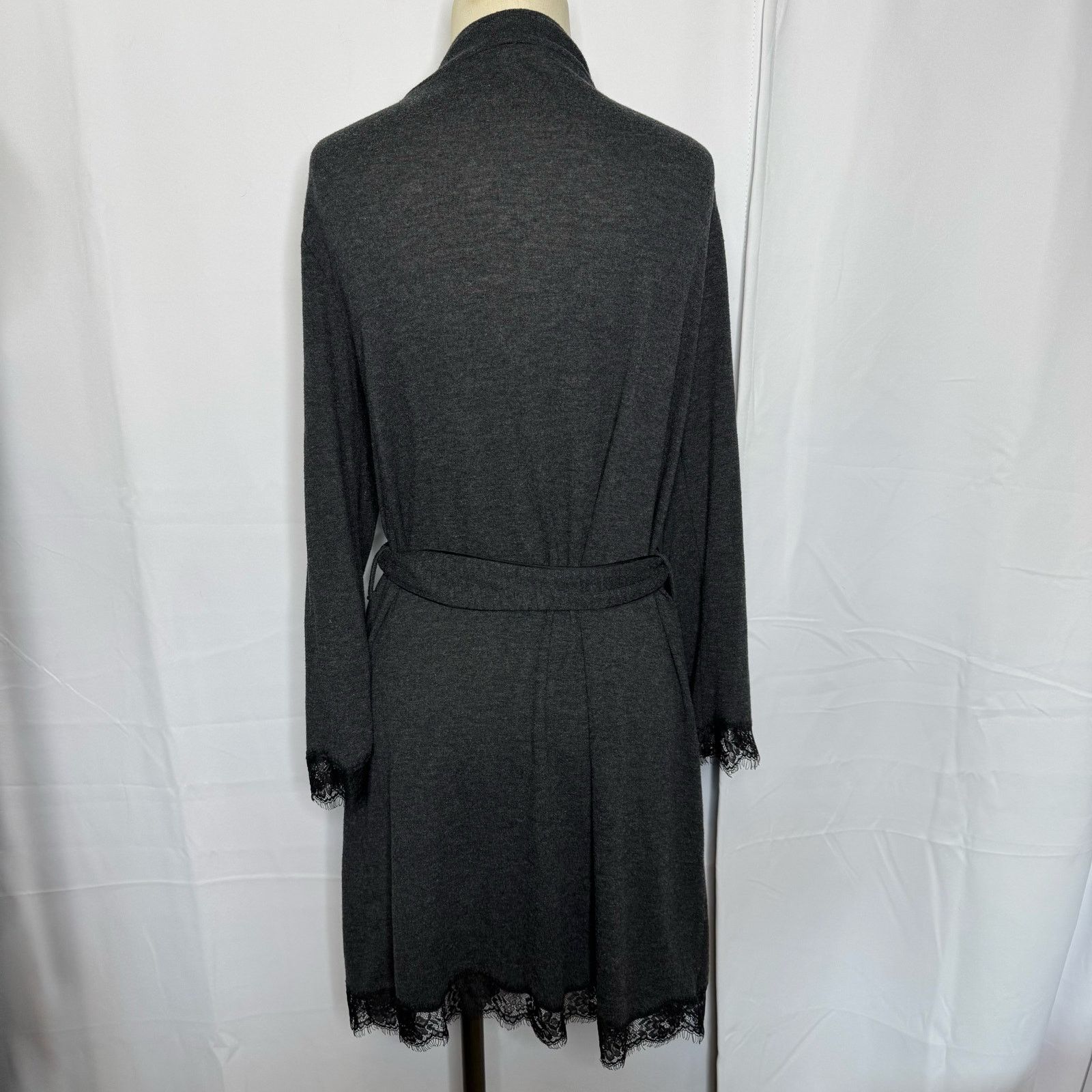Victoria's Secret Victoria's Secret Wrap Robe M/L Charcoal Gray Lace Trim Size ONE SIZE - 3 Thumbnail