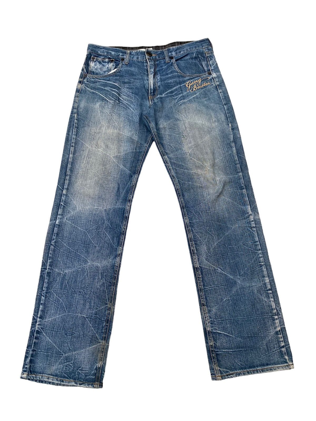 Japanese Brand Vintage Gang Buster Spellout Distressed Pant Size US 34 / EU 50 - 2 Thumbnail