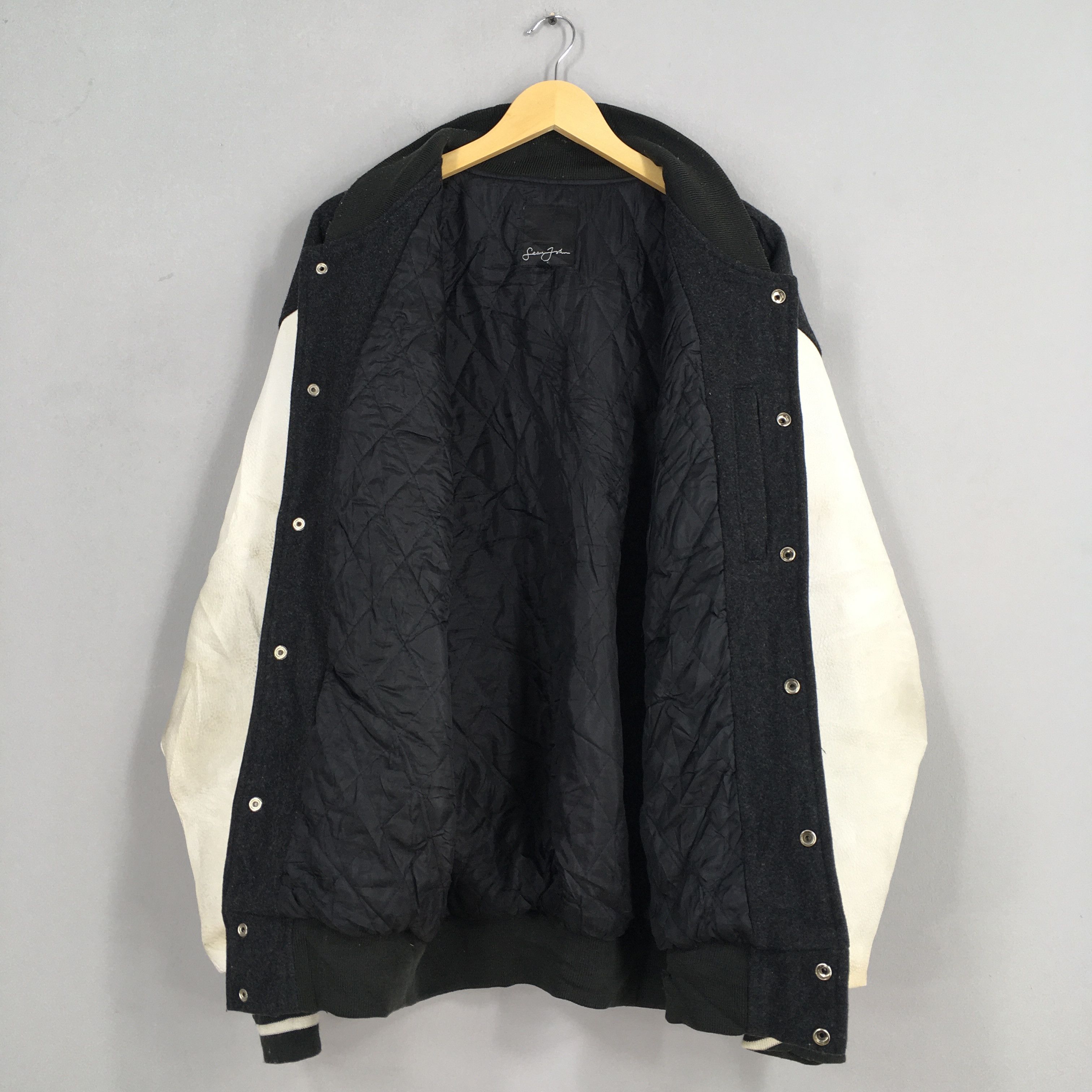 Sean John Vintage 90s Sean John Wool Varsity Leather Jacket XLarge Size US XL / EU 56 / 4 - 7 Thumbnail