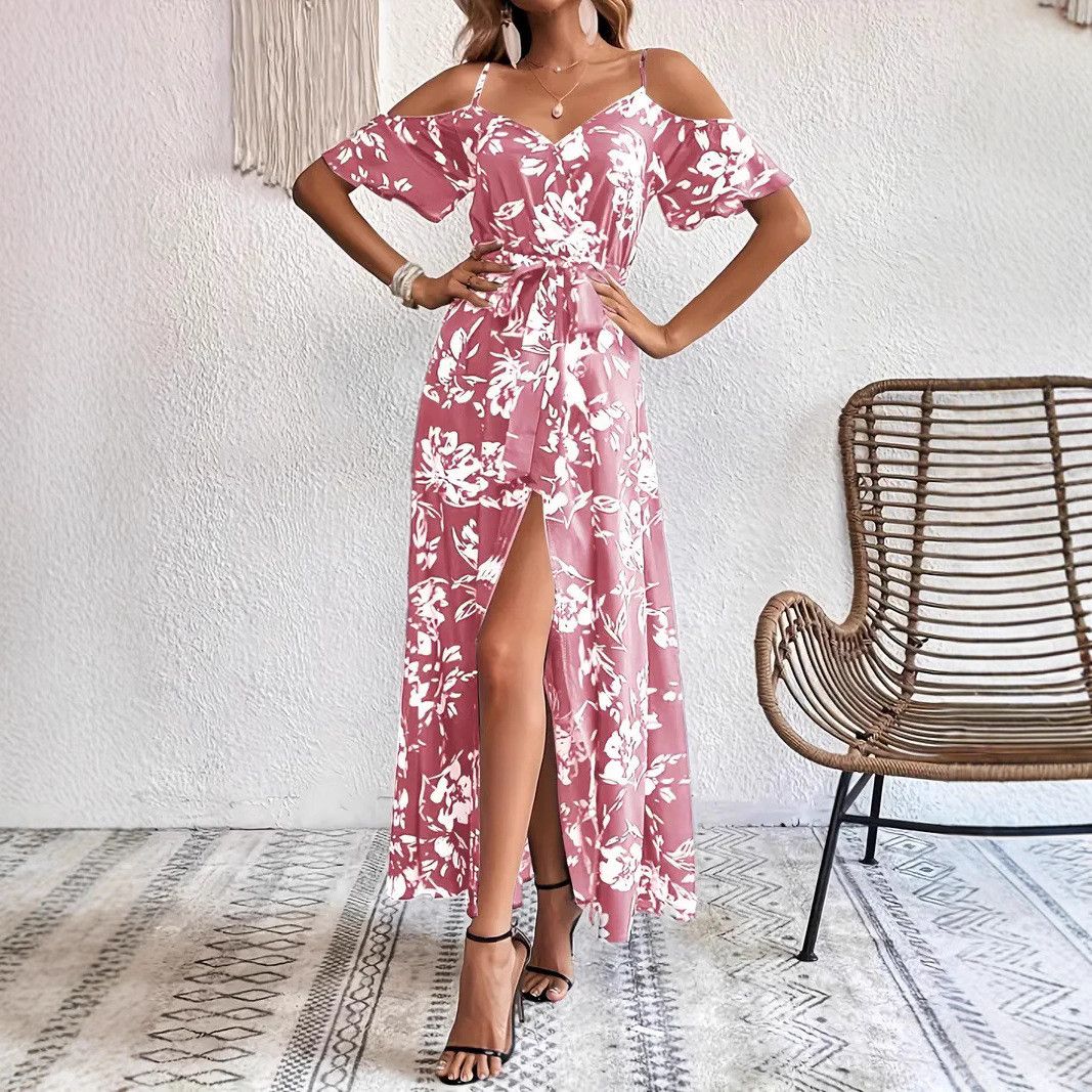 Other Off-Shoulder Split Dress Floral Print Long With Belt dress Size XL / US 12-14 / IT 48-50 - 1 Thumbnail