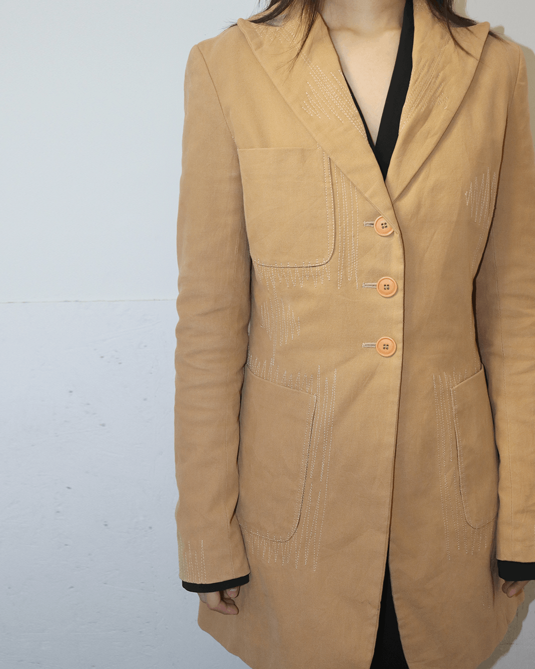 Vintage Corpo Nove by Mauro Taliani 1990s Raw Stitch Tailored Coat Size S / US 4 / IT 40 - 5 Thumbnail