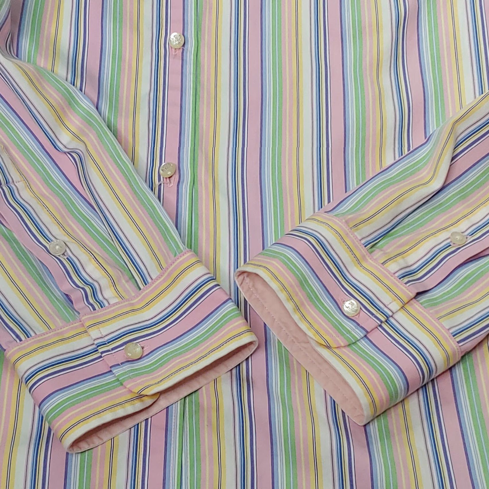 Ralph Lauren Lauren Ralph Lauren Blouse Women's L Striped Multicolor 100% Cotton Long Sleeve Button Collar 20.5" Chest 27.5" Length Regular Fit Ladies Size L / US 10 / IT 46 - 4 Thumbnail