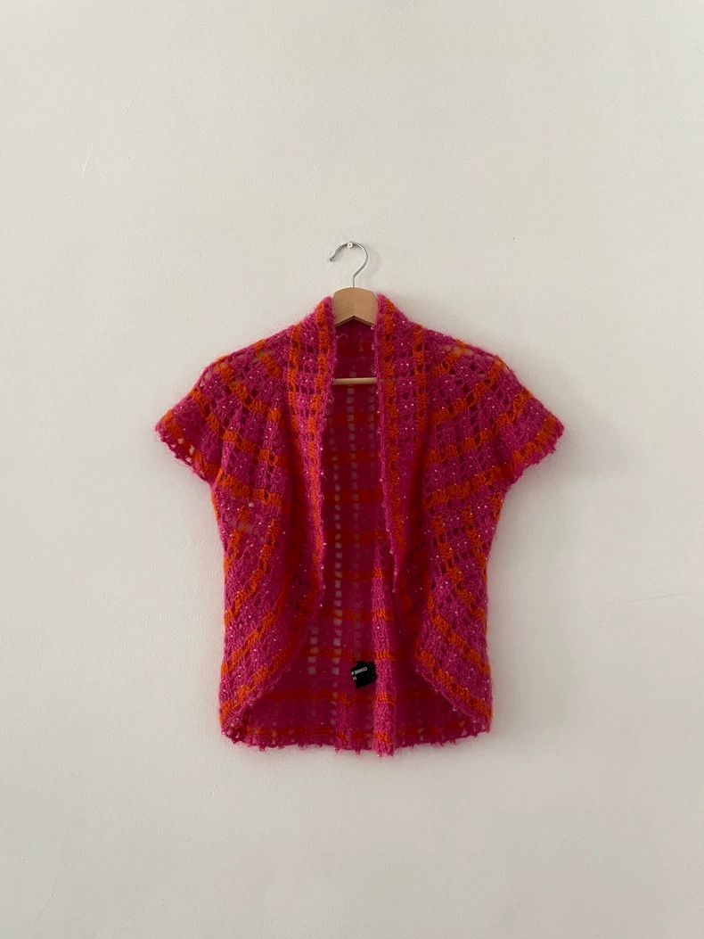Comme des Garcons Pink Beaded Knit Short Sleeve Cardigan-dmc Size US M / EU 48-50 / 2 - 1 Thumbnail