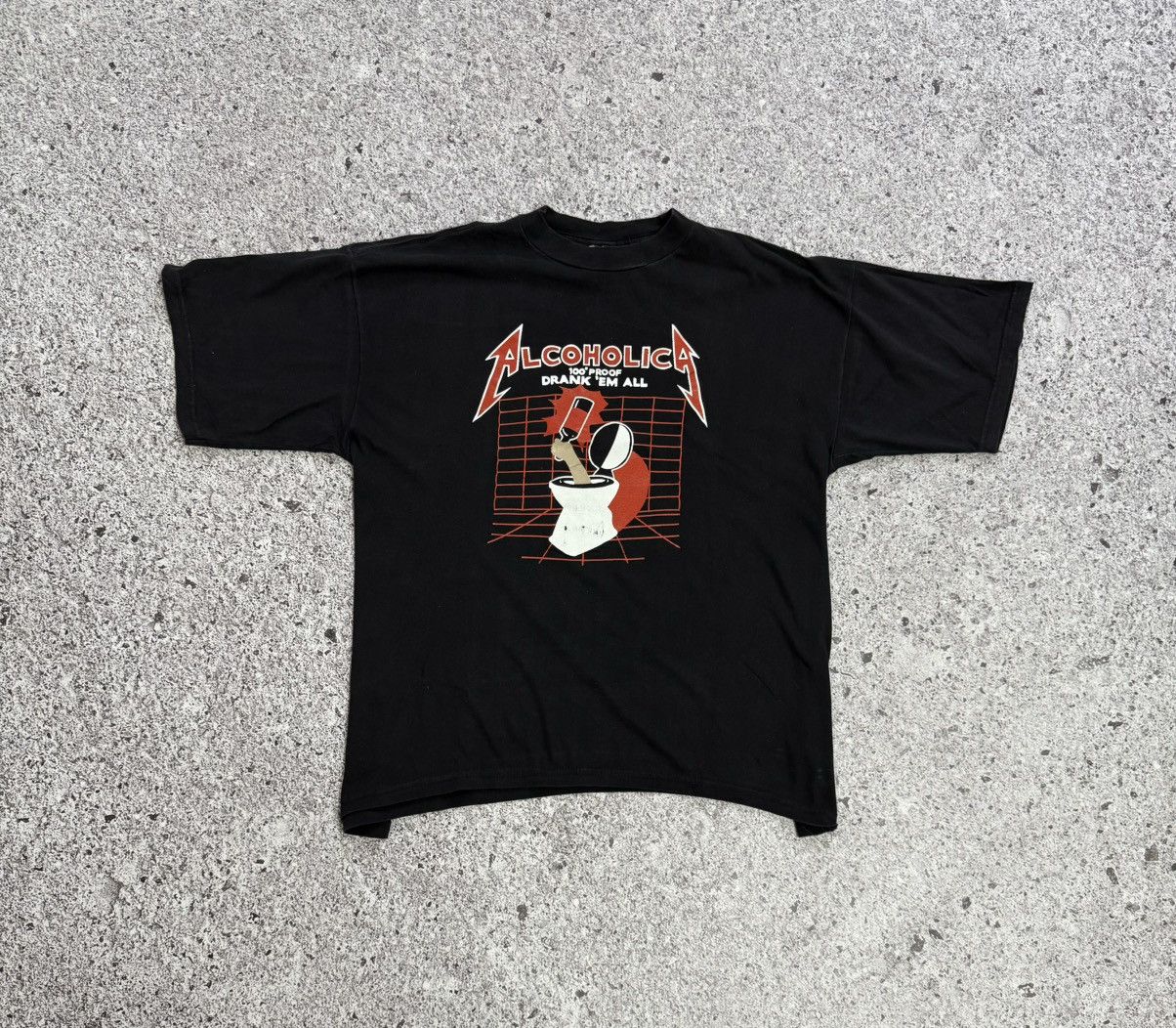 Band Tees × Vintage Vintage 1990’s Metallica Alcoholica Drank ‘em All T-Shirt Size US XL / EU 56 / 4 - 2 Thumbnail