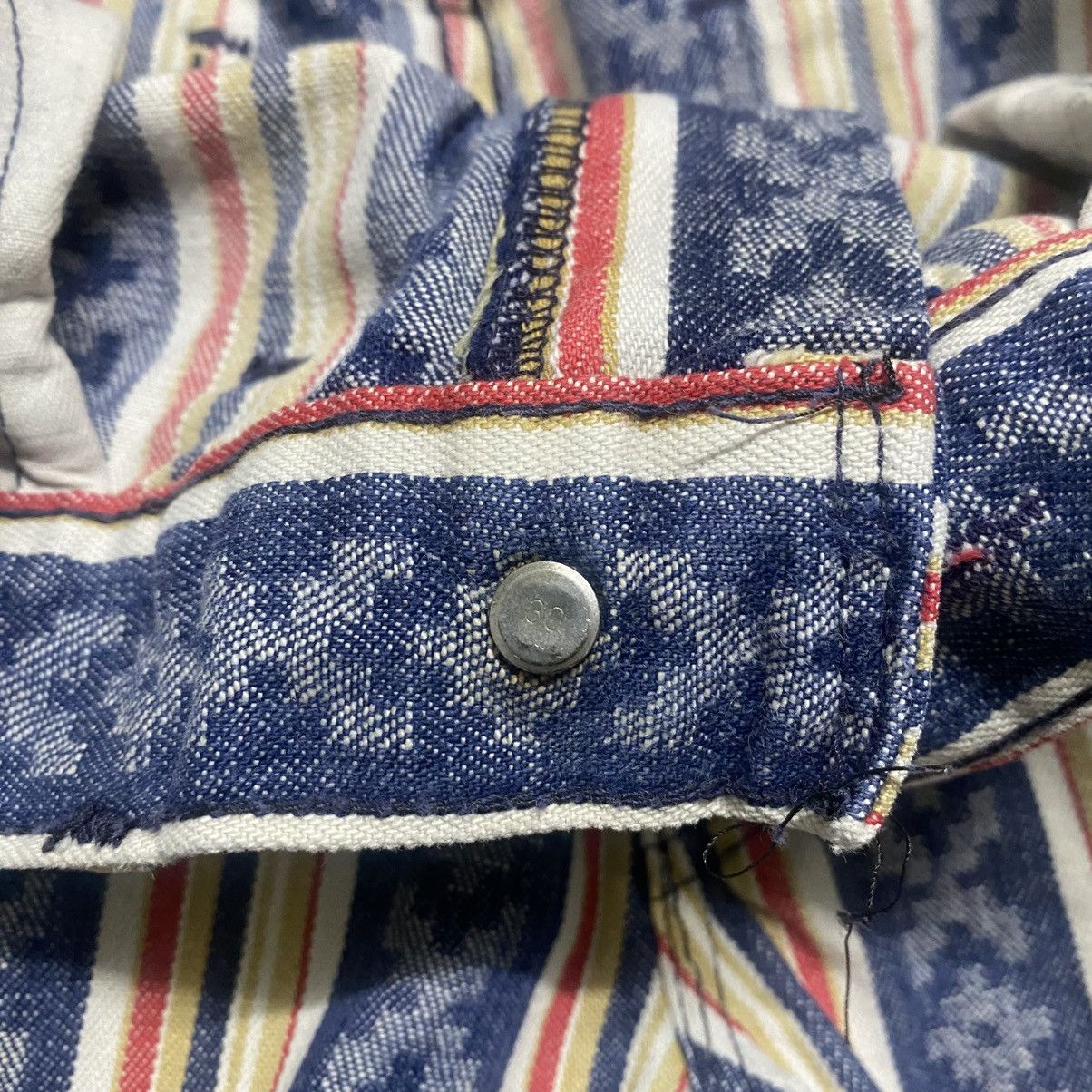 Levi's Vintage 70s Levis Big E Native Stripe Patern Flare Jeans Size US 29 - 18 Thumbnail