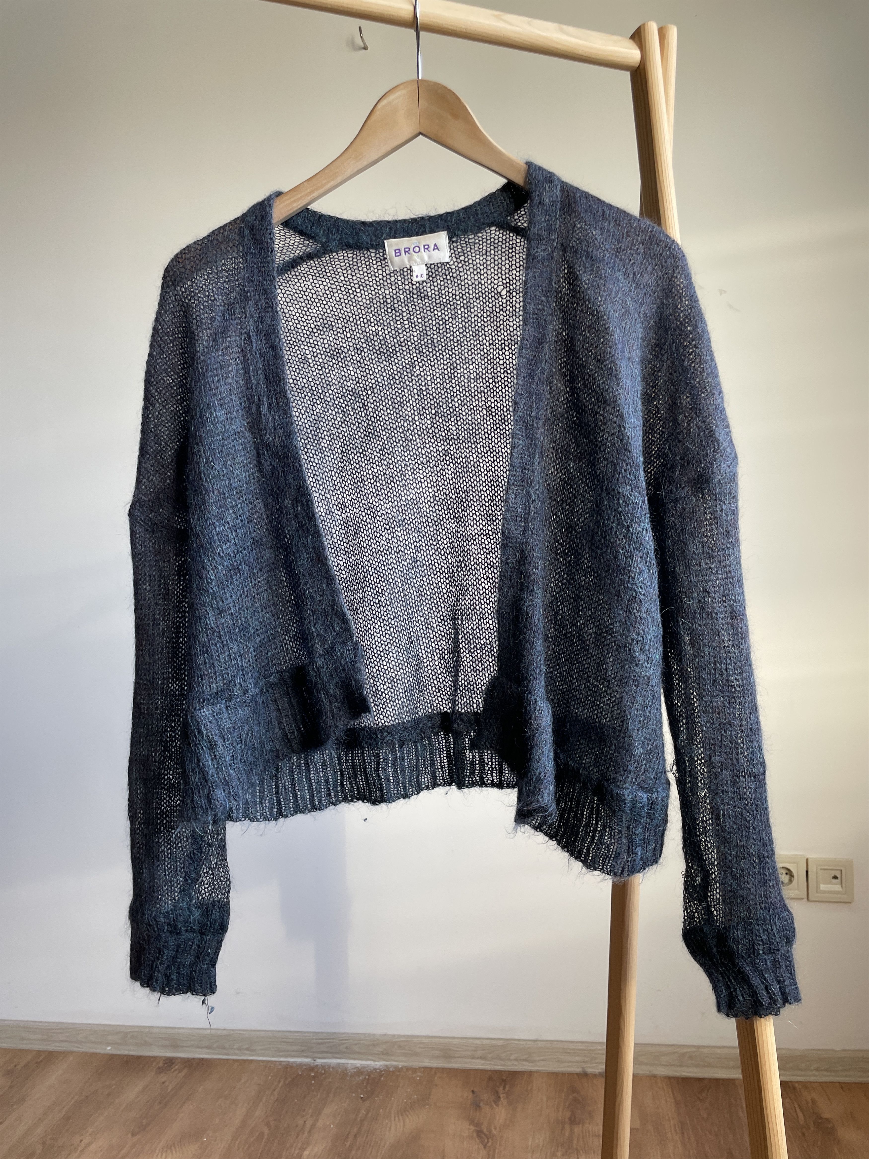 Other Brora Superkid Mohair Mesh Knit Open Front Womens Cardigan Size S / US 4 / IT 40 - 1 Thumbnail